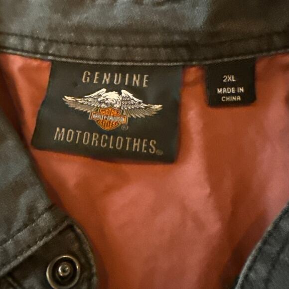 Harley-Davidson Washed Gray Casual Black Pearl Snap Shirt Size 2XL Bikercore - Picture 3 of 11